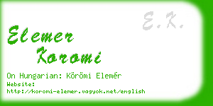 elemer koromi business card